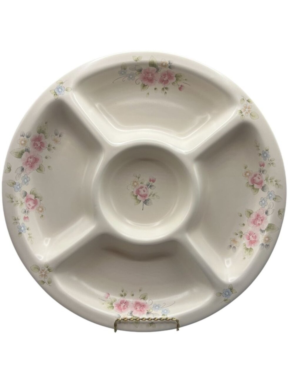 Pfaltzgraff Tea Rose Divided Relish Tray Floral 16" Party Buffet
